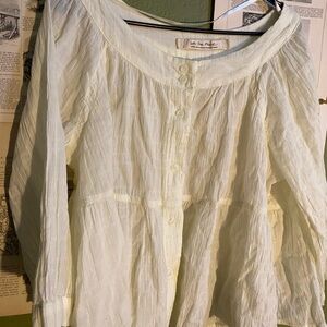 We The Free Cream Colored Button Blouse